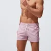 Herren-Badebekleidung, 2024, Boxer-Badehose, Strand, Surfen, Sport-Shorts, europäisch, amerikanisch, lässig, modisch, niedrige Taille, einfarbig