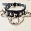 Sexig Harajuku Handmade Choker Punk Leather Collar Belt Halsband och Chain Club Party Två lager Chokers265Z