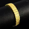 Charme Pulseiras SAIYE 24K Pulseira de Ouro Chapeamento Coreano 20CM Masculino Hip Hop Jóias Presente