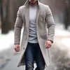 Men's Jackets Autumn Winter Men Single Breasted Coats Overcoat Solid Color Long Sleeve Woolen Blends Trench Male Tops