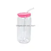 Mugs 16Oz Plastic Mason Jar Pp Acrylic Single-Layer Cup With St 500Ml Clear Can Drinking Drop Delivery Home Garden Kitchen Dining Ba Dhsor