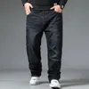 Heren Grote Plus Size Baggy Jeans Elastiek 10XL Oversize Hoge Taille Losse Broek Man Vet Losse Zwarte Mannelijke Denim Broek 240122