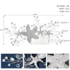Заколки для волос, свадебная серебряная расческа в виде морской звезды, сверкающие кристаллы, создатель грязной булочки, жемчуг для принцессы, аксессуары для вечеринок