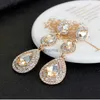 Stud TRAZY Luxe Champagne Kristallen Oorbellen Goud Kleur Sieraden Mode Vrouwelijke Bricons Bruiloft Lange Grote Oorbellen Voor Vrouwen YQ240129