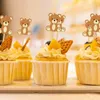 Attrezzi per torte 20 pezzi Toppers orsetto carino Cupcake di buon compleanno per bambini Decorazioni per il primo matrimonio Frutta Stuzzicadenti Baby Shower