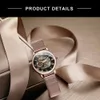 Forsining Orologio meccanico scheletrato in oro rosa per le donne Moda lancette luminose Orologi da donna di lusso eleganti Cinturino in acciaio a maglie 240119