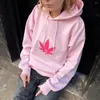 Kvinnors hoodies koreansk stil casual tryck rosa löst gotiskt mode estetiska mönster tröjor punk överdimensionerade tröjor