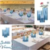 Vases 8 vases ensemble de 12 cylindres en verre bleu 6 décorations pour la maison 10 pouces de hauteur bougeoirs multi-usages décor de chambre sans fret