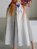 Vintage coton lin robes femmes élégant revers peinture à l'huile bouton robe mi-longue robes Streetwear fête robe été Styles 240124