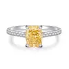 Bague en diamant jaune en argent sterling S925 de créateur de mode européen et américain, bague de mariage en zircon 8A coupée en fleur de glace pour femme 002