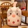 Fyllda plyschdjur Fasion P Hy Wy Creative Fruit Milk Tea Cartoon Pillow Toy Slee Pearl Cup Stuff Stuff Cotton Doll Christmas Drop De Dhaly