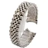 Bracelets de montre 316L Argent 2 Tons Or Solide Courbe Fin Jubilé Bande Bracelet Bracelet Fit For259Y