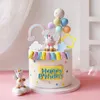 Cake Tools Rainbow Unicorn Girl Happy Birthday Topper Balloon Kid Party Decorating For Decoration Dessert Lovely Gifts