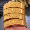 Bangle 4st/set Big Ethiopia Dubai Gold Color Bangles For Women African Party Wedding Flower Gifts Banglesbracelets smycken gåvor