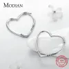Ohrringe Modian neuer Verkauf 100% 925 Sterling Silver Heart Love Luxury Hoop Ohrringe Mode Dangale Ohrring für Frauen Party fein Schmuck