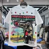 Mens T-shirt Summer Classic Boxing Colorful Printed Shirt Washed Old American Hip Hop Rock Pure Cotton High Quality Top