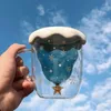 Bicchieri da vino Tazza per albero di Natale Trasparente Doppio resistente al calore Coppie creative Tazza Fiocco di neve Bicchiere Regalo per bambini Tazze da caffè