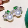 Charme D331 Pure Sterling Sier Fine Bijoux Eau fraîche Blanc de Perles de 910 mm Boucles d'oreilles pour femmes Boucles d'oreilles en perles fins