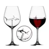 Bicchieri da vino rosso - Eleganza in vetro cristallo al piombo e titanio Bicchiere da vino rosso squalo originale con squalo all'interno vetreria a stelo lungo Nh0266x