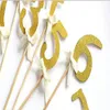 Adornos para tartas, pancarta de papel, brillo, número 0, 1, 2, 3, 4, 5, 6, 7, 8, 9, números para envoltorio de magdalenas, taza para hornear, decoración para fiesta de té de cumpleaños 234n