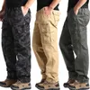 Men's Overalls Loose Straight Multi-Pocket Casual Pants Outdoor Training Sports Camouflage Tactical Pants Cotton Comfort 240125