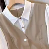 Koreanisches zweiteiliges, ultradünnes Chiffon-Hemd Conjuntos, knöchellanges, gerades Hosenset mit hoher Taille, dünnes, lässiges, formelles Sommerset 240129