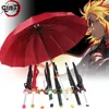 Umbrellas Anime Demon Slayer Katana Windproof Long Handle Kyoujurou Parasol Kimetsu No Yaiba Sunshade Sword Rain Gears