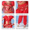 Bühnenkleidung Kinder Bollywood Indien Bauchtanz Kostüme Set Orientalischer Bauchtanz Mädchen Tänzerin Top Bandage Kleider Hüfttuch Münzkleidung