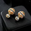 Studörhängen JZYD Luxury Hollow Designer Colorful Zircon Two Side Ball Vintage Enthic Jewelry for Women Party Gift241Z