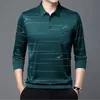 Wiosenne lato Tshirts dla mężczyzn TEE TEE TES-Down Polo Polo Solid Striped Pockets Fashion European Clothing Tops 240125