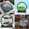 Arts And Crafts 7/12Inch Moving Sand Art Picture Round Glass 3D Deep Sea Sandscape In Motion Display Flowing Frame Q0525 Drop Delive Dhbu7