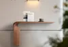 Piatti decorativi Tavolo da ingresso di arte minimalista nordica Custodia in legno massello a forma speciale Mensola a muro estremamente stretta