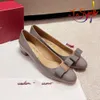 Feragamosity Designer Ballet Shoes Flats Vara Bow Loafers Dress Shoes Grey Women Casual Comfortable Suit Brand Slip On Footwear Size EUR 34-40