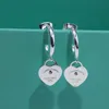 Hög kvalitet 925 Sterling Silver Heart Hoop örhängen för flickor Fashion Jewelry Dupe Brand Earrings