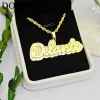 Necklaces DOREMI Bling Custom Double Plate Name Necklace Stainless Steel Diamond Glitter Personalized Name Necklace Custom Jewelry