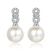 Boucles d'oreilles AZ829-E Lefei Mode Diamant-ensemble Moissanite Numéro 8 Perle Pour Charme Femmes 925 Argent Fête Élégant Bijoux Cadeau