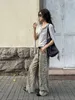 Women's Jeans American Retro Washed Leopard Print Unisex Spring And Autumn Street Y2K Hip Hop High Waisted Wide Leg Straight Pants