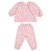 Clothing Sets Spring Summer Autumn Cotton Double Gauze Soft Pajama Set Boys Girls Cartoon Long Sleeve Tops And Pants Home Clothes