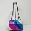 Bolsa Kurt Geiger Arco-íris Feminina Bolsa Articulada Colorida Cruz Corpo Patchwork Embreagem Premium Touch Bags