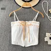 Dames tanktop met spaghettibandjes voor dames Verkoop Slash Hals Rits Blote Middenrif Camis Koreaanse mode Zomer Vrouwelijke Gallus Drop