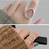 Band Rings QMCOCO Minimalist Irregular Hollow Out Oval Silver Color Geometric Ring For Women Open Rings Fine Jewelry Ornament Gifts 240125