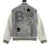 Mens coat designer jacket man, about 50% woolen gray patchwork baseball jacket.