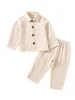Clothing Sets Domisola Toddler Baby Boy Spring Cotton Linen Outfit Long Sleeve Button Down Shirts Elastic Waist Pants 2Pcs Clothes Set