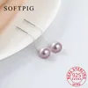 Dangle Earrings SoftPig Real 925 Sterling Silver Pearl Chain Short Tassels Drop for Women Wedding Party Classic Fine Jewelry