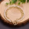 Bangles Glseevo Natural Freshwater White Pearl -armband Woman Meerlagige ketting Bracelet Bracelet Boheemse sieraden Handmade GB0224