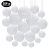 30 pièces décoration de mariage blanc chinois lanternes en papier boule 4 ''-12'' lanterne ronde suspendue pour événement de mariage décor de fête d'anniversaire 240127