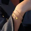 Braccialetti con ciondoli Bracciale a strati con ciondolo a cuore in acciaio inossidabile ispirato ai gioielli di tendenza per donne e ragazze