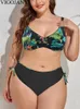 Costume da bagno donna VigoJany 2024 Stampa con cinturino 2 pezzi Plus Size Bikini Donna Push UP sexy Vita alta Costume da bagno grande Backless Chubby Bathing