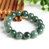 Bangles Send Certificate 100% Myanmar Grade A Jade Bracelet Men Women Genuine Natural Jadeite Beads Elastic Beaded Emerald Bracelets