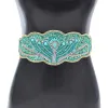 Alliage Turquoise fleur femmes ceinture charmes bohème ethnique perles faites à la main turc ceinture élastique déclaration corps bijoux Feminina